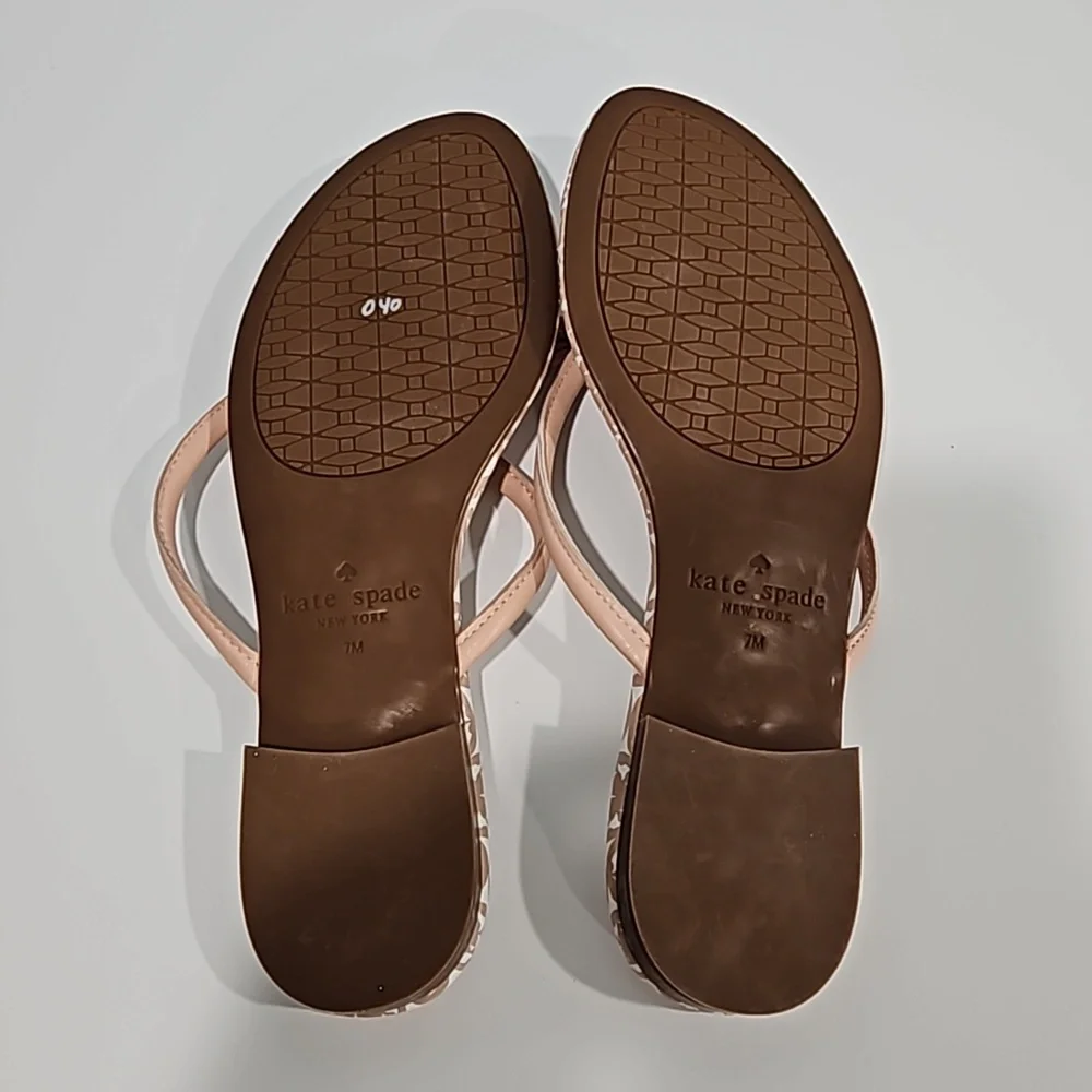 kate spade Pink Patterned Bow Flip Flop Sandals
